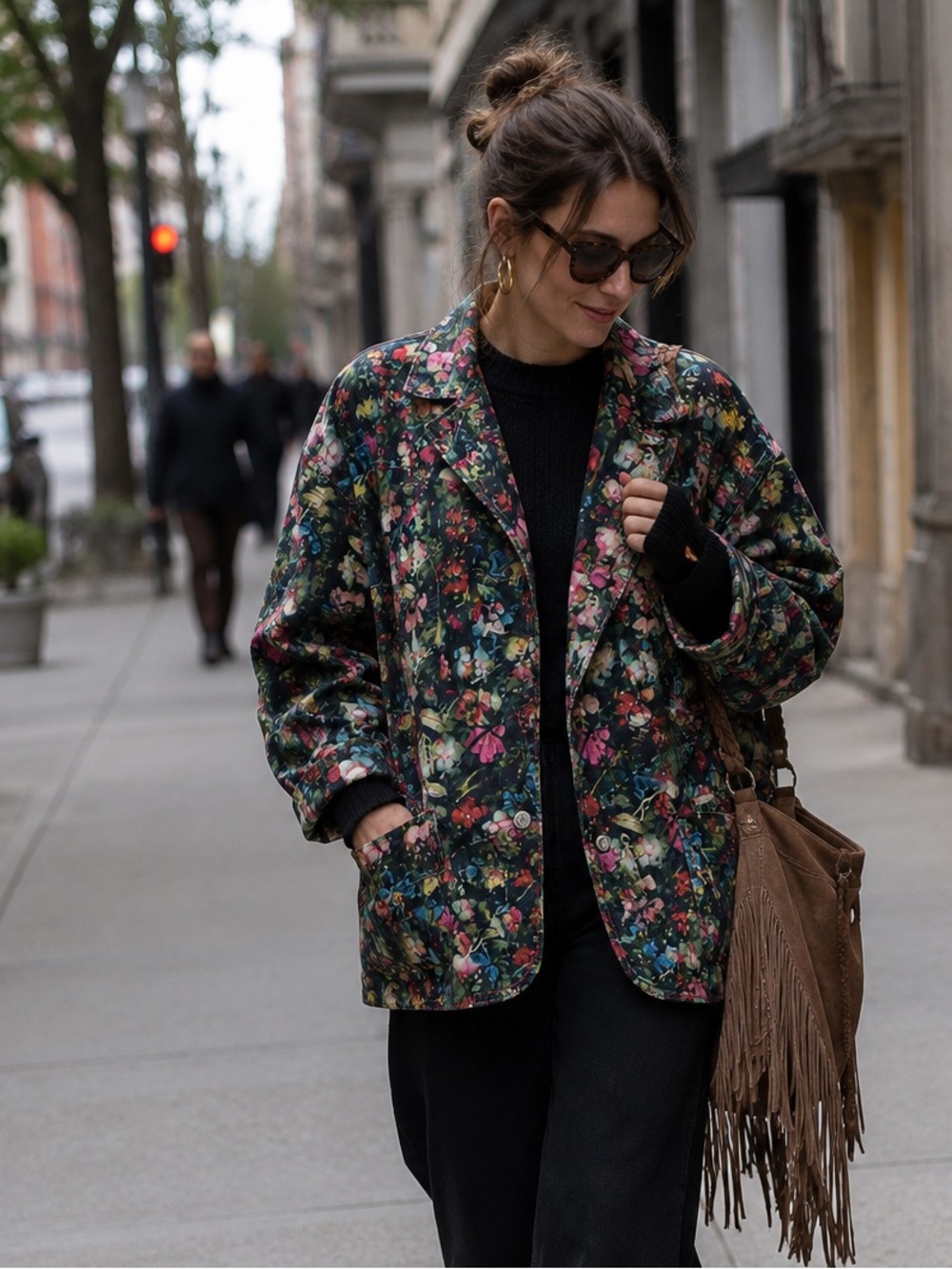 Cappopera Dark Floral Blazer Oversized Maximalist Romantic Academia Jacket